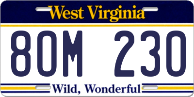 WV license plate 8OM230