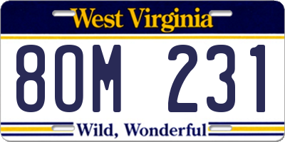 WV license plate 8OM231