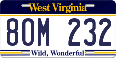 WV license plate 8OM232