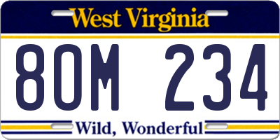 WV license plate 8OM234