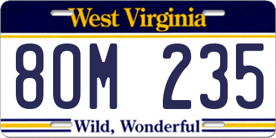 WV license plate 8OM235