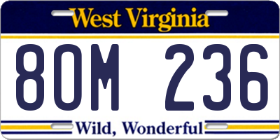 WV license plate 8OM236