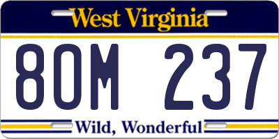WV license plate 8OM237
