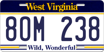 WV license plate 8OM238