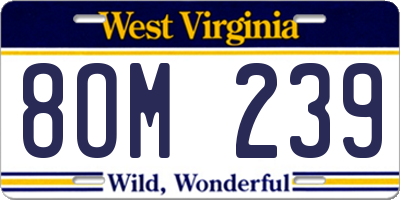 WV license plate 8OM239