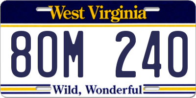 WV license plate 8OM240