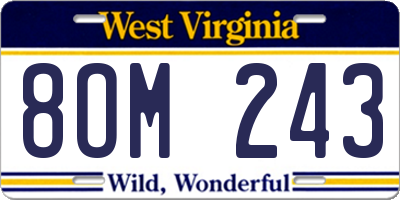 WV license plate 8OM243
