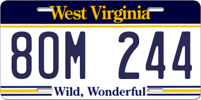 WV license plate 8OM244