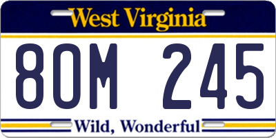 WV license plate 8OM245