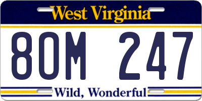 WV license plate 8OM247