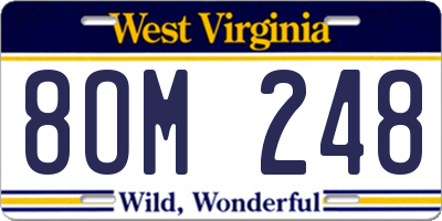 WV license plate 8OM248