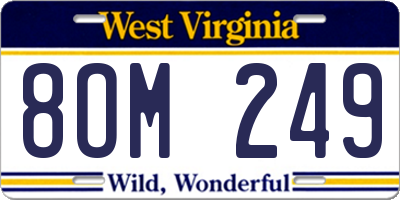 WV license plate 8OM249