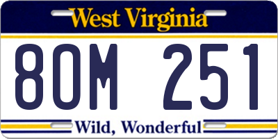WV license plate 8OM251