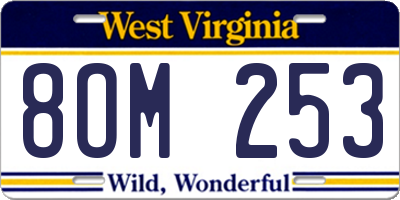 WV license plate 8OM253