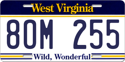 WV license plate 8OM255