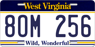 WV license plate 8OM256