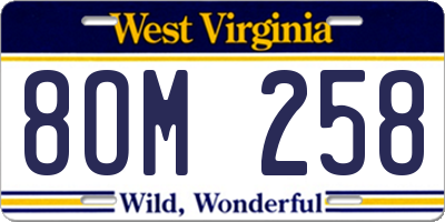 WV license plate 8OM258