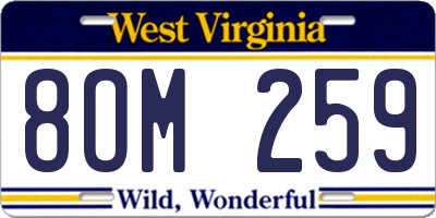 WV license plate 8OM259