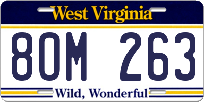 WV license plate 8OM263