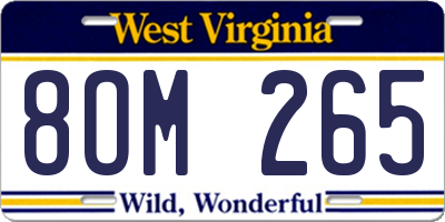 WV license plate 8OM265