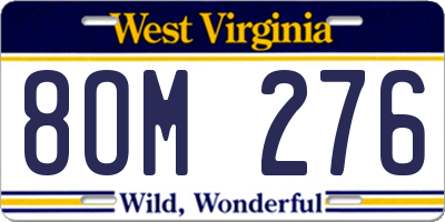WV license plate 8OM276