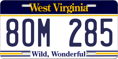 WV license plate 8OM285