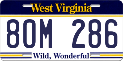 WV license plate 8OM286