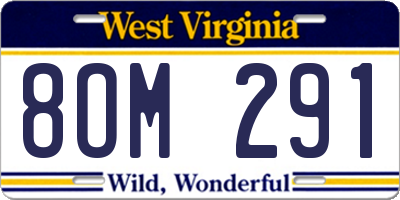 WV license plate 8OM291
