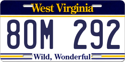 WV license plate 8OM292
