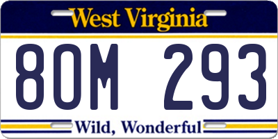 WV license plate 8OM293