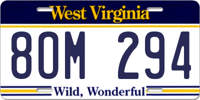 WV license plate 8OM294