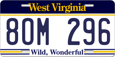 WV license plate 8OM296