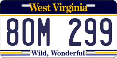 WV license plate 8OM299