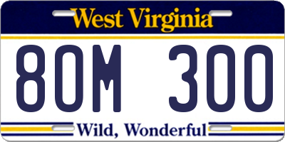 WV license plate 8OM300