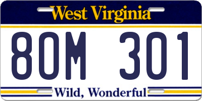 WV license plate 8OM301