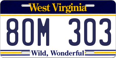 WV license plate 8OM303