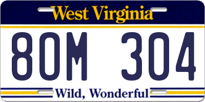 WV license plate 8OM304