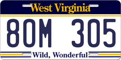 WV license plate 8OM305