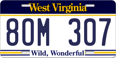 WV license plate 8OM307
