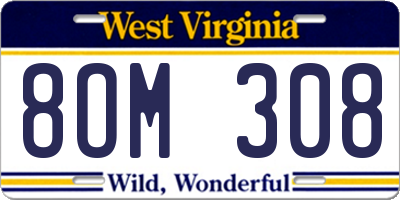WV license plate 8OM308