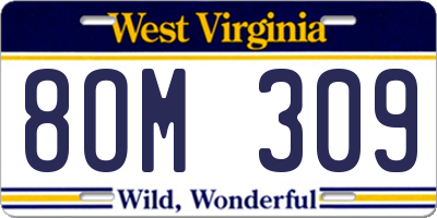 WV license plate 8OM309