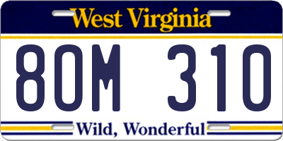 WV license plate 8OM310