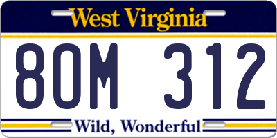 WV license plate 8OM312