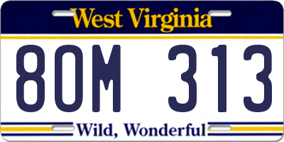 WV license plate 8OM313