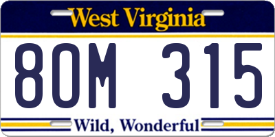 WV license plate 8OM315