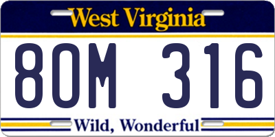 WV license plate 8OM316