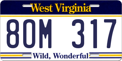 WV license plate 8OM317