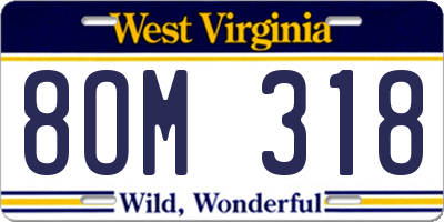 WV license plate 8OM318