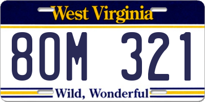 WV license plate 8OM321