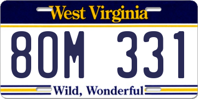 WV license plate 8OM331